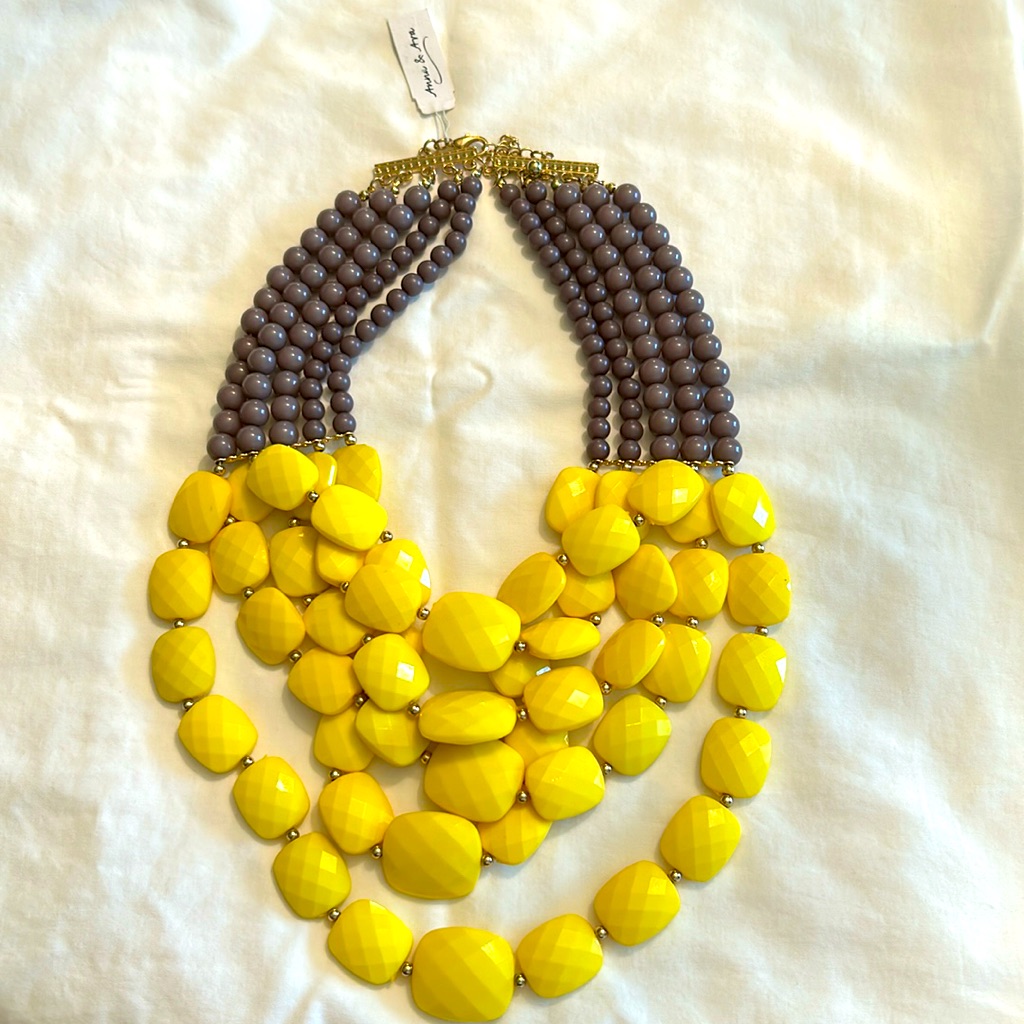Brand New Grey And Yellow Necklace 15$